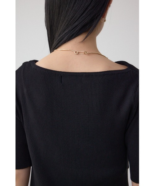 AZUL by moussy（アズールバイマウジー）の「ドレープデザイン5分袖リブニット（ニット/セーター・レディース・アイボリー/ブラック/ライム/ピンク/レッド・FREE）」の22枚目の写真