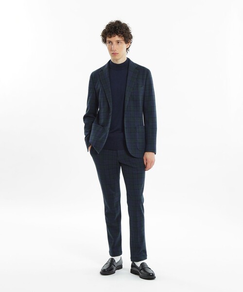 MACKINTOSH PHILOSOPHY（ﾏｯｷﾝﾄｯｼｭ ﾌｨﾛｿﾌｨｰ）の「【WEB&一部店舗限定】テーラードジャージー ジャケット チェック/ツイルジャージー（テーラードジャケット・メンズ・ダークネイビー・38）」の2枚目の写真