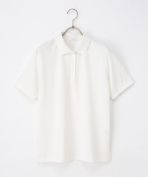 Honeys(ハニーズ)の「【ハニさら・吸水速乾・抗菌防臭・UVカット】半袖ポロシャツ(ポロシャツ・レディース・ホワイト×ネイビー/ネイビー/ブラック×ホワイト/レッド/オフホワイト/杢グレー/アイボリー/サックスブルー/ブラック・L/LL/M/S/3L)」の20枚目の写真