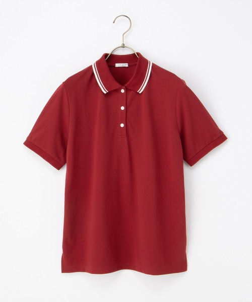 Honeys(ハニーズ)の「【ハニさら・吸水速乾・抗菌防臭・UVカット】半袖ポロシャツ(ポロシャツ・レディース・ホワイト×ネイビー/ネイビー/ブラック×ホワイト/レッド/オフホワイト/杢グレー/アイボリー/サックスブルー/ブラック・L/LL/M/S/3L)」の14枚目の写真