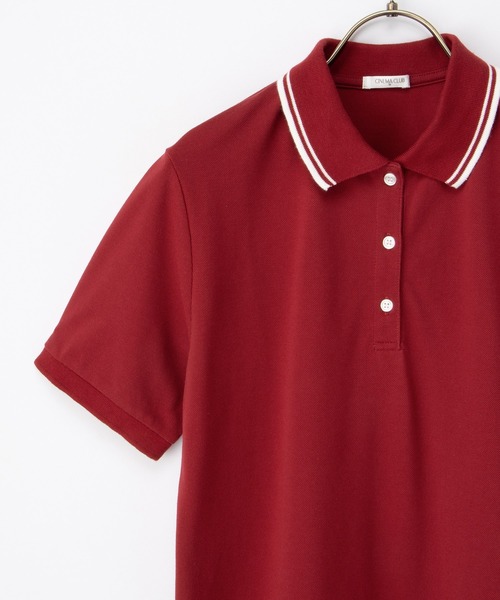 Honeys(ハニーズ)の「【ハニさら・吸水速乾・抗菌防臭・UVカット】半袖ポロシャツ(ポロシャツ・レディース・ホワイト×ネイビー/ネイビー/ブラック×ホワイト/レッド/オフホワイト/杢グレー/アイボリー/サックスブルー/ブラック・L/LL/M/S/3L)」の15枚目の写真