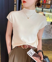 ハーフネックフレンチスリーブトップス