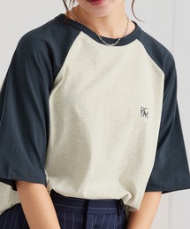 ワンポイントロゴ刺繍 ラグランスリーブ半袖Tシャツ