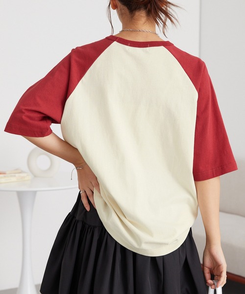ワンポイントロゴ刺繍 ラグランスリーブ半袖Tシャツ MONO-MART│MONO