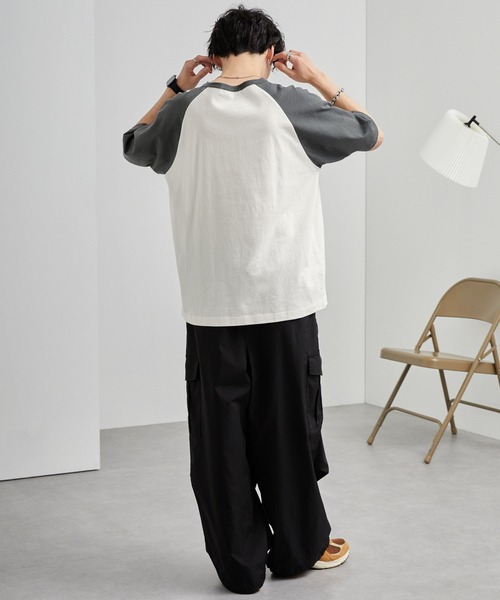 ワンポイントロゴ刺繍 ラグランスリーブ半袖Tシャツ MONO-MART│MONO