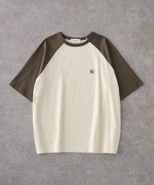 ナイトメア　ラグランティー　トップス ラグラン33バイカラープリントセミクロップド半袖Tシャツ