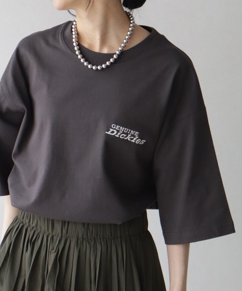 Dickies(ディッキーズ)の「【GENUINE DICKIES/ジェニュインディッキーズ】 ロゴ刺繍 オーバーサイズ Tシャツ(Tシャツ/カットソー・メンズ・ブラック/ネイビー/アッシュグレー/グリーン/ホワイト/スミクロ・M/XL/L)」の3枚目の写真