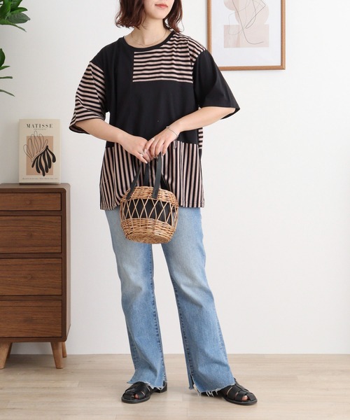 Emago(イマゴ)の「EMAGO 重さ比べ刺繍T(Tシャツ/カットソー・レディース・ブラック/ホワイト/オリーブ・FREE)」の14枚目の写真