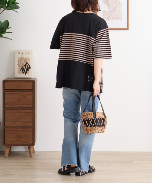 Emago(イマゴ)の「EMAGO 重さ比べ刺繍T(Tシャツ/カットソー・レディース・ブラック/ホワイト/オリーブ・FREE)」の15枚目の写真