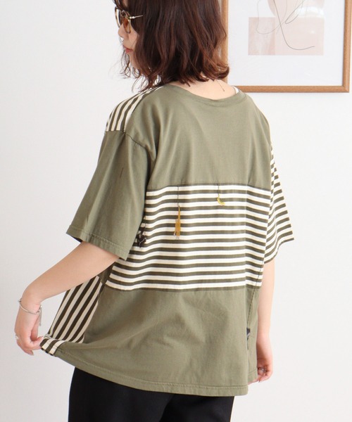 Emago(イマゴ)の「EMAGO 重さ比べ刺繍T(Tシャツ/カットソー・レディース・ブラック/ホワイト/オリーブ・FREE)」の18枚目の写真