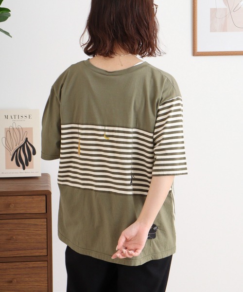 Emago(イマゴ)の「EMAGO 重さ比べ刺繍T(Tシャツ/カットソー・レディース・ブラック/ホワイト/オリーブ・FREE)」の19枚目の写真