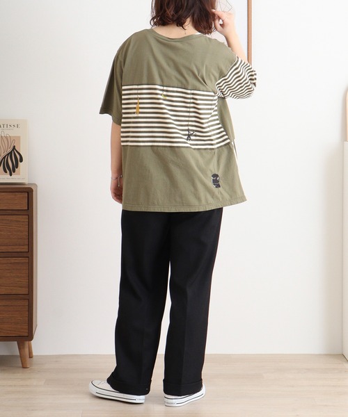 Emago(イマゴ)の「EMAGO 重さ比べ刺繍T(Tシャツ/カットソー・レディース・ブラック/ホワイト/オリーブ・FREE)」の21枚目の写真