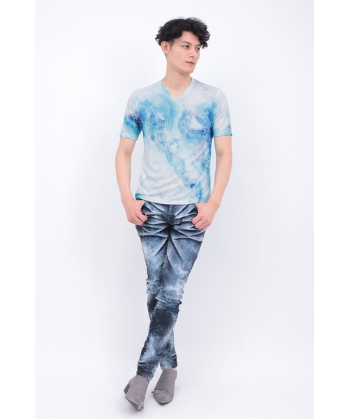 TORNADO MART（トルネードマート）の「TORNADO MART∴オーシャンマーブルフルグラフィックTシャツ（Tシャツ/カットソー・メンズ・オレンジ/ブルー系1/ネイビー・M/L/LL/XXL）」の13枚目の写真