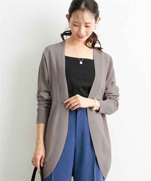 7days Life Styling(セブンデイズライフスタイリング)の「【接触冷感/UVカット】ラウンドトッパーカーディガン(カーディガン/ボレロ・レディース・杢グレー/ブラック/グリーン/グレイッシュベージュ/グレー系・S/M/L/LL/3L/4L/5L)」の4枚目の写真