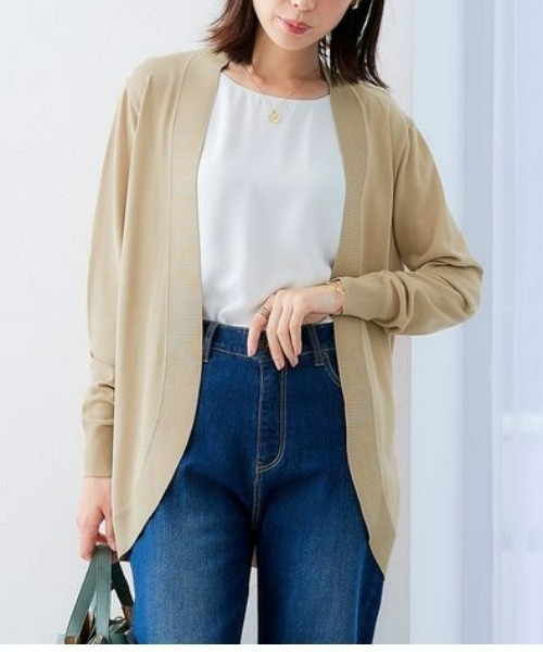 7days Life Styling(セブンデイズライフスタイリング)の「【接触冷感/UVカット】ラウンドトッパーカーディガン(カーディガン/ボレロ・レディース・杢グレー/ブラック/グリーン/グレイッシュベージュ/グレー系・S/M/L/LL/3L/4L/5L)」の5枚目の写真