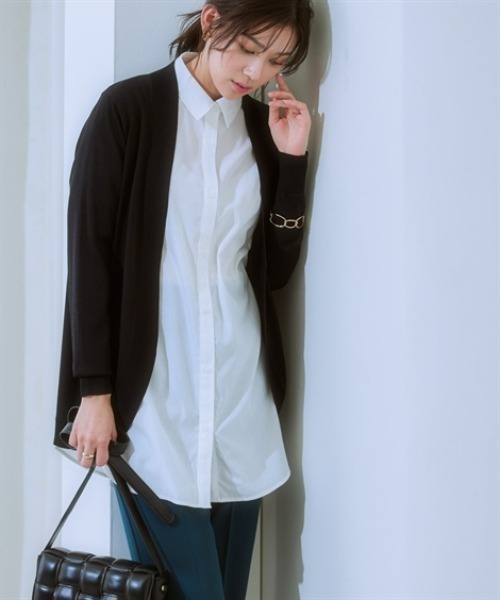 7days Life Styling(セブンデイズライフスタイリング)の「【接触冷感/UVカット】ラウンドトッパーカーディガン(カーディガン/ボレロ・レディース・杢グレー/ブラック/グリーン/グレイッシュベージュ/グレー系・S/M/L/LL/3L/4L/5L)」の16枚目の写真