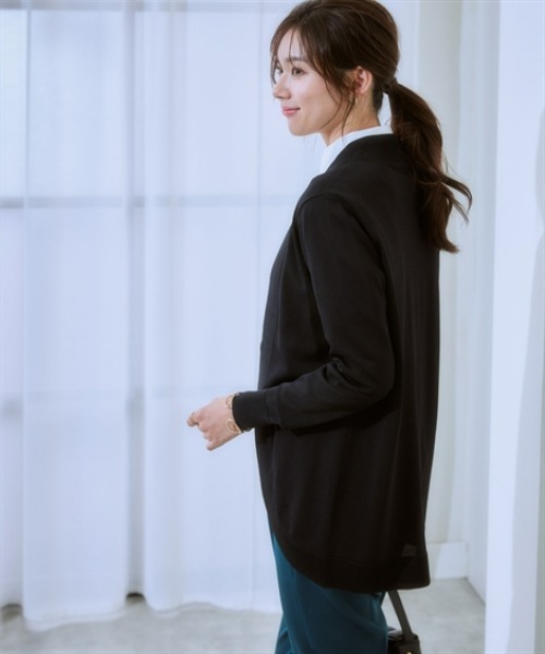 7days Life Styling(セブンデイズライフスタイリング)の「【接触冷感/UVカット】ラウンドトッパーカーディガン(カーディガン/ボレロ・レディース・杢グレー/ブラック/グリーン/グレイッシュベージュ/グレー系・S/M/L/LL/3L/4L/5L)」の15枚目の写真