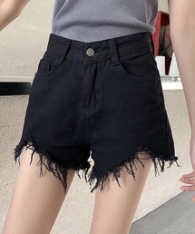 Lace Ladies | ハイウエスト ダメージ デニム ショート パンツ(デニムパンツ)