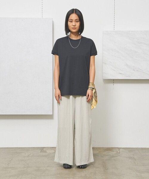J.PRESS YORK STREET(ジェイプレスヨークストリート)の「【WOMEN】ワッシャーリラックス ワイドパンツ(その他パンツ・レディース・ネイビー系/イエロー系/ライトグレー系/ダークグリーン系/ダルブルー系・F)」の6枚目の写真