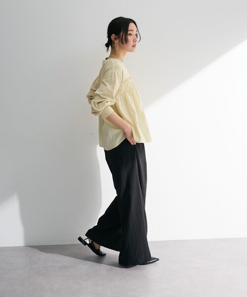 Green　Parks（グリーンパークス）の「ピグメントドッキングシャーリングプルオーバー（Tシャツ/カットソー・レディース・チャコールグレー/ダークブルー/ベージュ・FREE）」の10枚目の写真