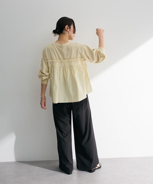 Green　Parks（グリーンパークス）の「ピグメントドッキングシャーリングプルオーバー（Tシャツ/カットソー・レディース・チャコールグレー/ダークブルー/ベージュ・FREE）」の11枚目の写真