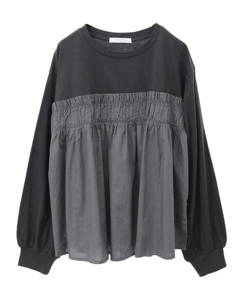 Green　Parks（グリーンパークス）の「ピグメントドッキングシャーリングプルオーバー（Tシャツ/カットソー・レディース・チャコールグレー/ダークブルー/ベージュ・FREE）」の5枚目の写真