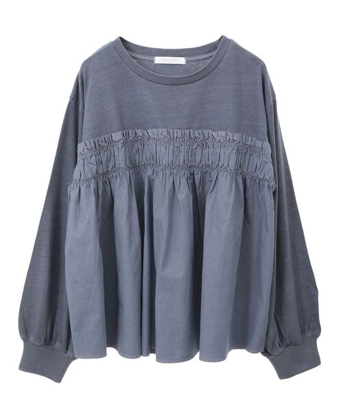 Green　Parks（グリーンパークス）の「ピグメントドッキングシャーリングプルオーバー（Tシャツ/カットソー・レディース・チャコールグレー/ダークブルー/ベージュ・FREE）」の7枚目の写真