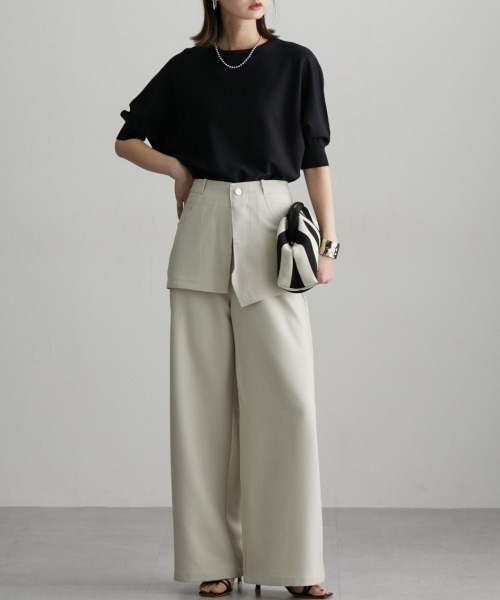 nissen（ニッセン）の「ドルマンニットプルオーバー（ＵＶカット・接触冷感・アンチピリング・洗濯機ＯＫ）（ニット/セーター・レディース・杢グレー/スカイブルー/ブラック・M/L/LL）」の8枚目の写真