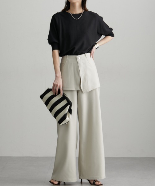 nissen（ニッセン）の「ドルマンニットプルオーバー（ＵＶカット・接触冷感・アンチピリング・洗濯機ＯＫ）（ニット/セーター・レディース・杢グレー/スカイブルー/ブラック・M/L/LL）」の9枚目の写真