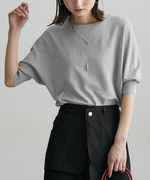 nissen（ニッセン）の「ドルマンニットプルオーバー（ＵＶカット・接触冷感・アンチピリング・洗濯機ＯＫ）（ニット/セーター・レディース・杢グレー/スカイブルー/ブラック・M/L/LL）」の11枚目の写真