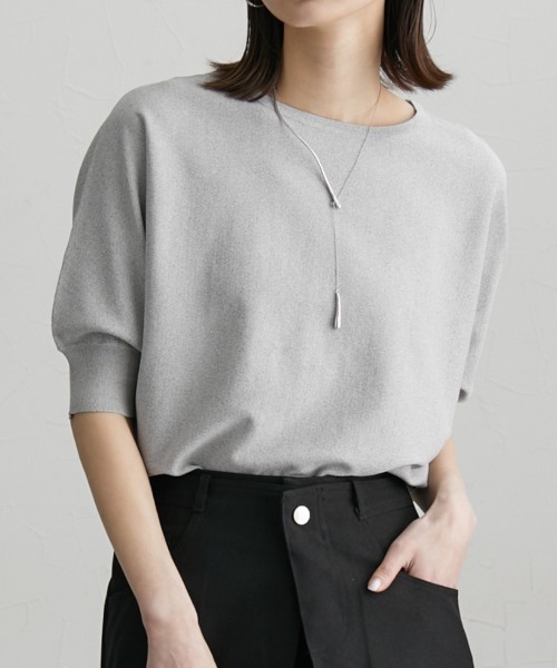 nissen（ニッセン）の「ドルマンニットプルオーバー（ＵＶカット・接触冷感・アンチピリング・洗濯機ＯＫ）（ニット/セーター・レディース・杢グレー/スカイブルー/ブラック・M/L/LL）」の10枚目の写真