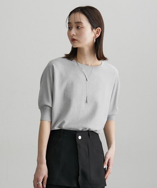 nissen（ニッセン）の「ドルマンニットプルオーバー（ＵＶカット・接触冷感・アンチピリング・洗濯機ＯＫ）（ニット/セーター・レディース・杢グレー/スカイブルー/ブラック・M/L/LL）」の12枚目の写真