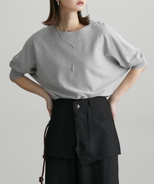 nissen（ニッセン）の「ドルマンニットプルオーバー（ＵＶカット・接触冷感・アンチピリング・洗濯機ＯＫ）（ニット/セーター・レディース・杢グレー/スカイブルー/ブラック・M/L/LL）」の13枚目の写真