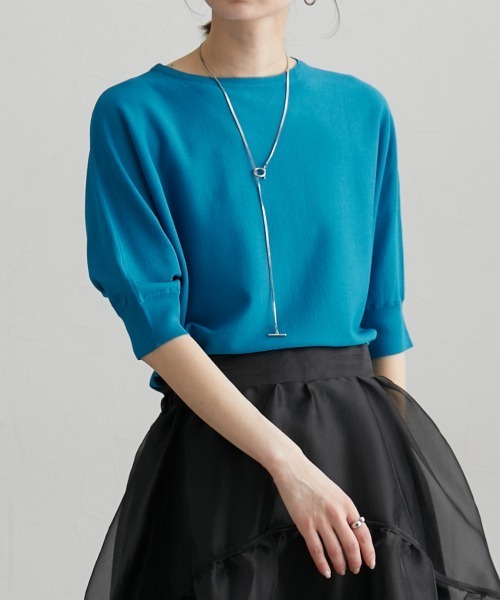 nissen（ニッセン）の「ドルマンニットプルオーバー（ＵＶカット・接触冷感・アンチピリング・洗濯機ＯＫ）（ニット/セーター・レディース・杢グレー/スカイブルー/ブラック・M/L/LL）」の16枚目の写真