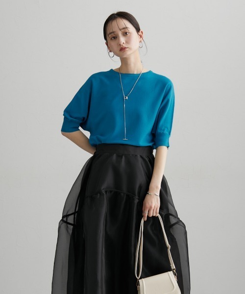 nissen（ニッセン）の「ドルマンニットプルオーバー（ＵＶカット・接触冷感・アンチピリング・洗濯機ＯＫ）（ニット/セーター・レディース・杢グレー/スカイブルー/ブラック・M/L/LL）」の18枚目の写真