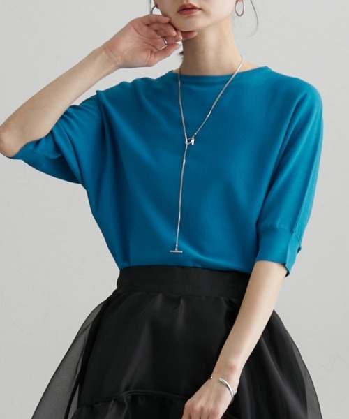 nissen（ニッセン）の「ドルマンニットプルオーバー（ＵＶカット・接触冷感・アンチピリング・洗濯機ＯＫ）（ニット/セーター・レディース・杢グレー/スカイブルー/ブラック・M/L/LL）」の15枚目の写真