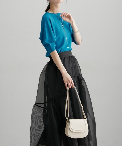 nissen（ニッセン）の「ドルマンニットプルオーバー（ＵＶカット・接触冷感・アンチピリング・洗濯機ＯＫ）（ニット/セーター・レディース・杢グレー/スカイブルー/ブラック・M/L/LL）」の19枚目の写真