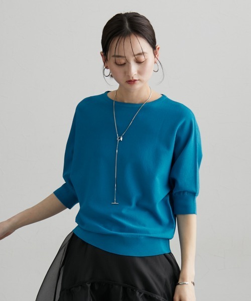 nissen（ニッセン）の「ドルマンニットプルオーバー（ＵＶカット・接触冷感・アンチピリング・洗濯機ＯＫ）（ニット/セーター・レディース・杢グレー/スカイブルー/ブラック・M/L/LL）」の21枚目の写真