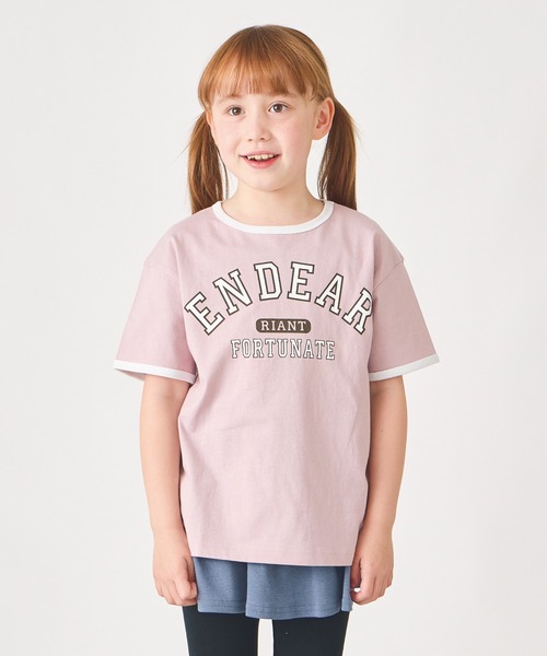 ever closet(エバークローゼット)の「カレッジロゴ半袖Tシャツ(Tシャツ/カットソー・キッズ・インディゴブルー/ラベンダー/ネイビー/モスグリーン/オフホワイト/サックスブルー・90cm/100cm/110cm/120cm/130cm/140cm/150cm)」の6枚目の写真