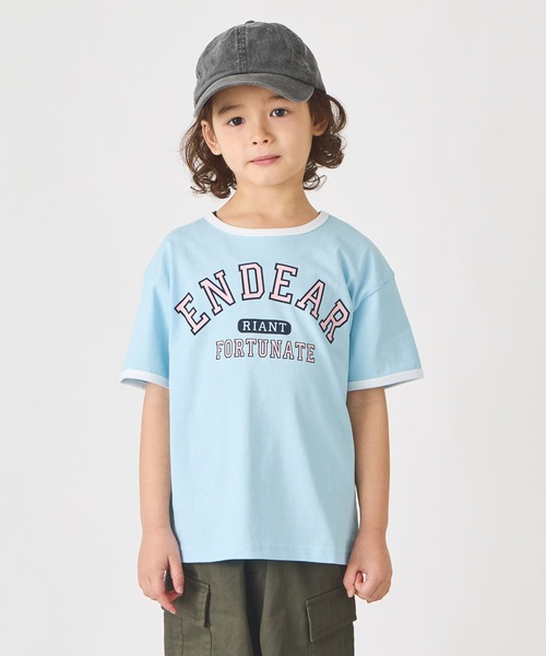 ever closet(エバークローゼット)の「カレッジロゴ半袖Tシャツ(Tシャツ/カットソー・キッズ・インディゴブルー/ラベンダー/ネイビー/モスグリーン/オフホワイト/サックスブルー・90cm/100cm/110cm/120cm/130cm/140cm/150cm)」の4枚目の写真