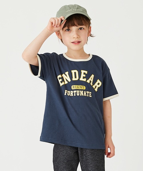 ever closet(エバークローゼット)の「カレッジロゴ半袖Tシャツ(Tシャツ/カットソー・キッズ・インディゴブルー/ラベンダー/ネイビー/モスグリーン/オフホワイト/サックスブルー・90cm/100cm/110cm/120cm/130cm/140cm/150cm)」の5枚目の写真