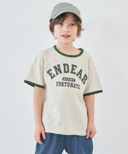 ever closet(エバークローゼット)の「カレッジロゴ半袖Tシャツ(Tシャツ/カットソー・キッズ・インディゴブルー/ラベンダー/ネイビー/モスグリーン/オフホワイト/サックスブルー・90cm/100cm/110cm/120cm/130cm/140cm/150cm)」の3枚目の写真