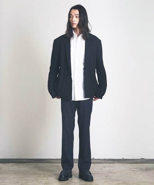 Magine（マージン）の「スリムストレートトラウザー（スラックス・メンズ・オリーブ/ネイビー/ネイビー×ホワイト/グレー×ホワイト/ブラック・マルチサイズ）」の12枚目の写真