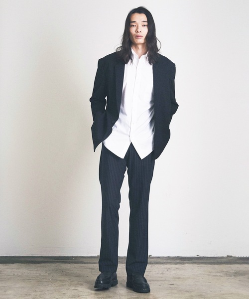 Magine（マージン）の「スリムストレートトラウザー（スラックス・メンズ・オリーブ/ネイビー/ネイビー×ホワイト/グレー×ホワイト/ブラック・マルチサイズ）」の13枚目の写真