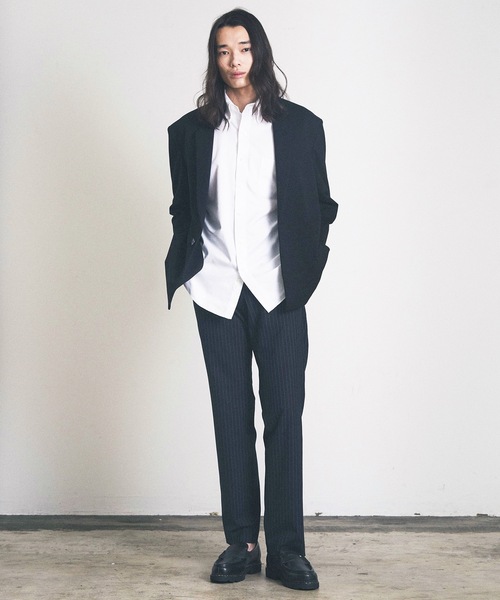 Magine（マージン）の「スリムストレートトラウザー（スラックス・メンズ・オリーブ/ネイビー/ネイビー×ホワイト/グレー×ホワイト/ブラック・マルチサイズ）」の14枚目の写真