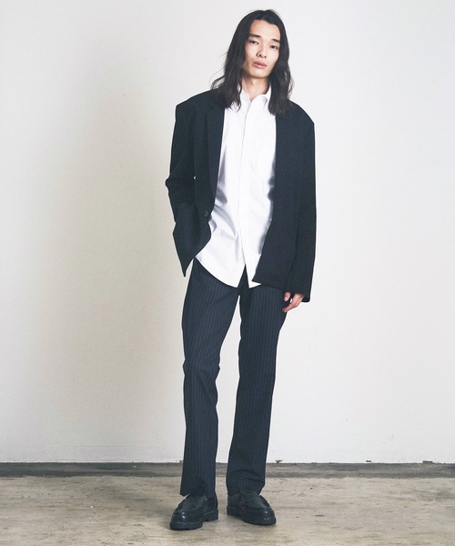 Magine（マージン）の「スリムストレートトラウザー（スラックス・メンズ・オリーブ/ネイビー/ネイビー×ホワイト/グレー×ホワイト/ブラック・マルチサイズ）」の15枚目の写真