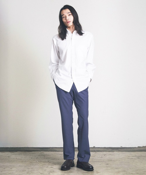 Magine（マージン）の「スリムストレートトラウザー（スラックス・メンズ・オリーブ/ネイビー/ネイビー×ホワイト/グレー×ホワイト/ブラック・マルチサイズ）」の10枚目の写真