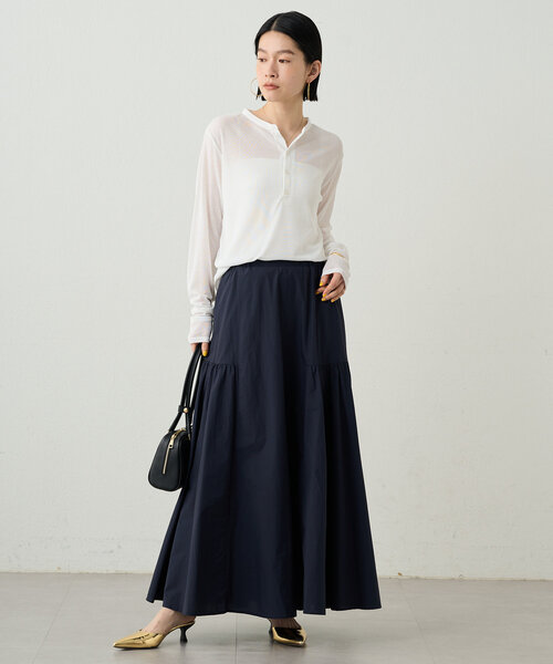 LOUNGEDRESS（ラウンジドレス）の「ヘンリーネックカットソー（Tシャツ/カットソー・レディース・ベージュ/チャコールグレー/オフホワイト・FREE）」の4枚目の写真