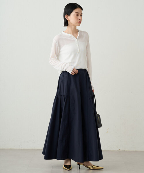 LOUNGEDRESS（ラウンジドレス）の「ヘンリーネックカットソー（Tシャツ/カットソー・レディース・ベージュ/チャコールグレー/オフホワイト・FREE）」の7枚目の写真