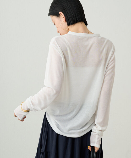 LOUNGEDRESS（ラウンジドレス）の「ヘンリーネックカットソー（Tシャツ/カットソー・レディース・ベージュ/チャコールグレー/オフホワイト・FREE）」の10枚目の写真